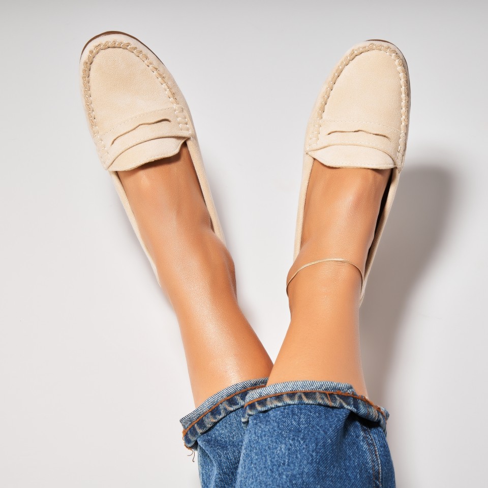 Poze Pantofi dama casual Bej din Piele Ecologica Intoarsa Liesl