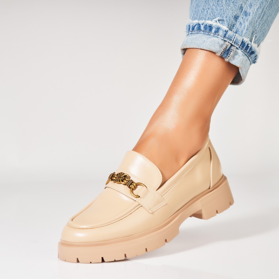 Poze Pantofi dama casual Bej din Piele Ecologica Nandhi