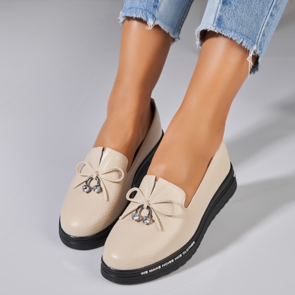 Poze Pantofi dama casual Bej din Piele Ecologica Romey