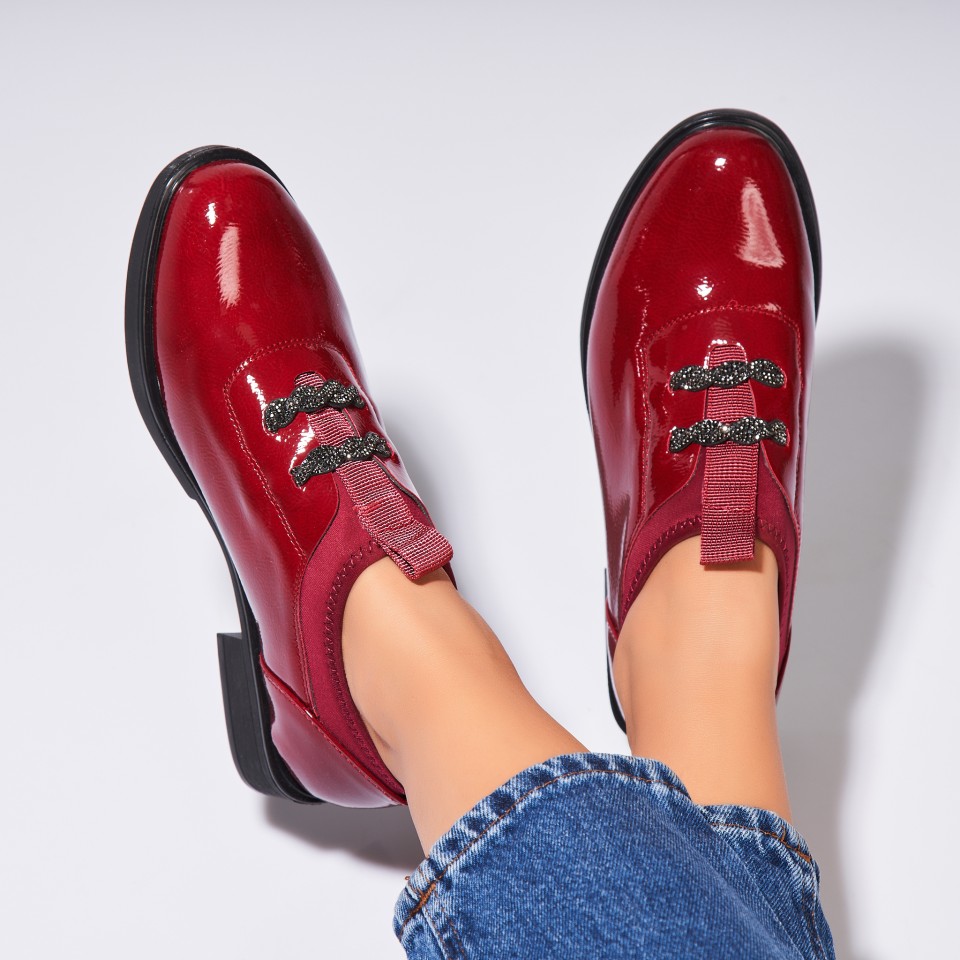 Poze Pantofi dama casual Bordo din Piele Ecologica Lacuita Brexly