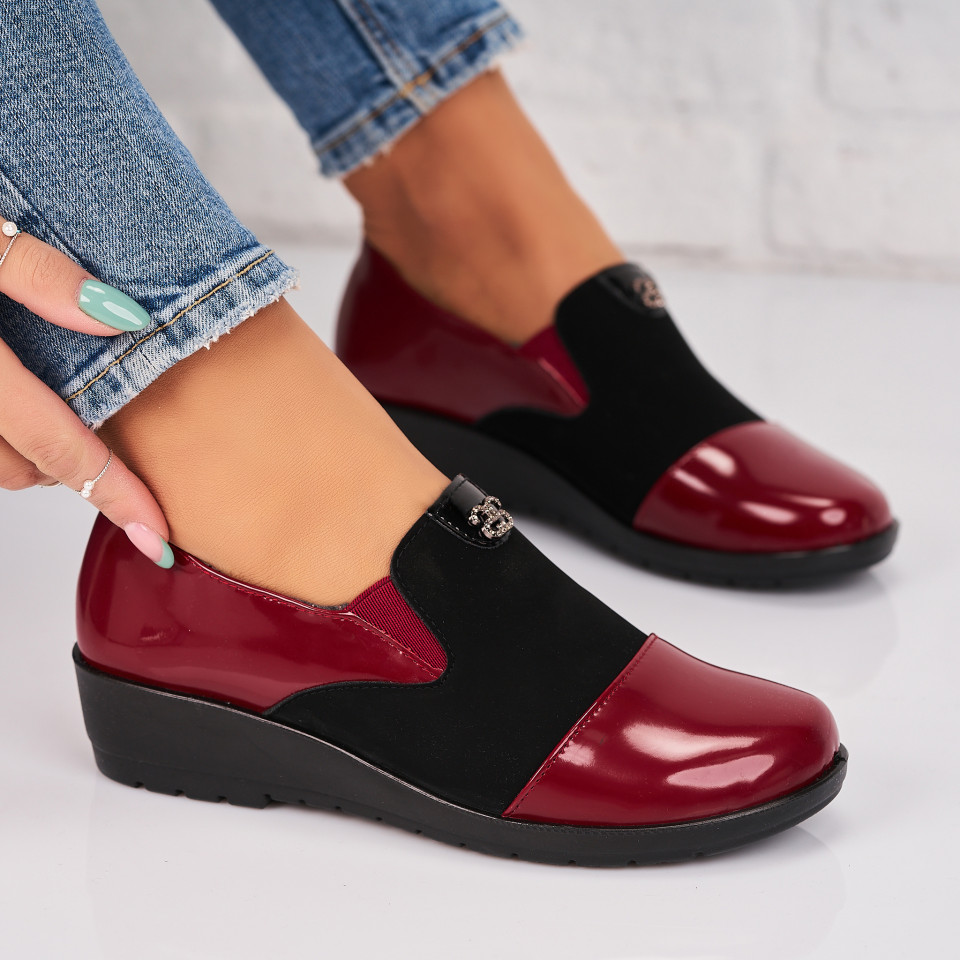 Poze Pantofi dama casual Bordo din Piele Ecologica Lacuita Liv