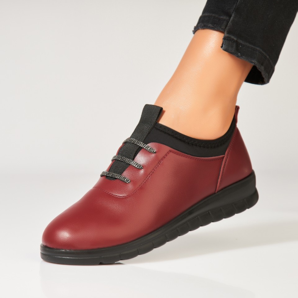 Poze Pantofi dama casual Bordo din Piele Ecologica Sharvi