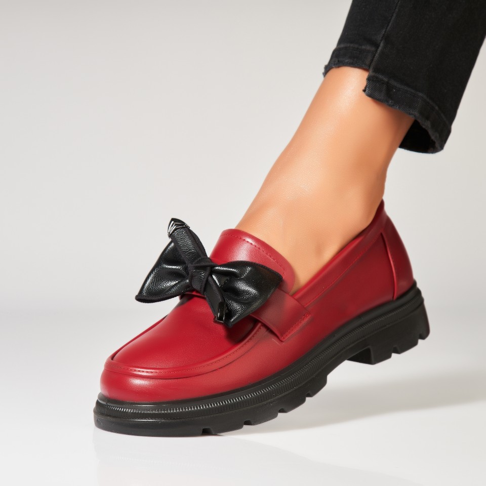 Poze Pantofi dama casual Bordo din Piele Ecologica Zendaia