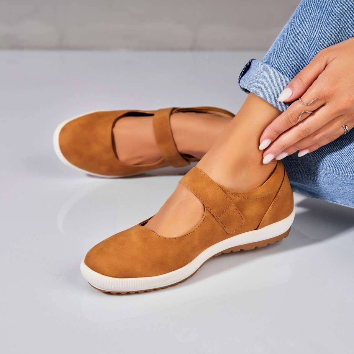 Poze Pantofi dama casual Camel din Piele Ecologica Alenia