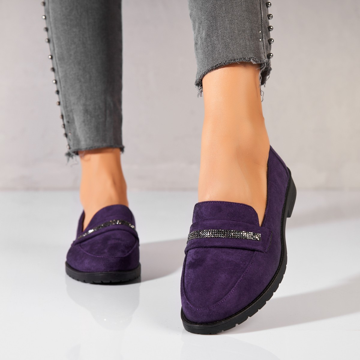 Poze Pantofi dama casual Mov din Piele Ecologica Intoarsa Jessly