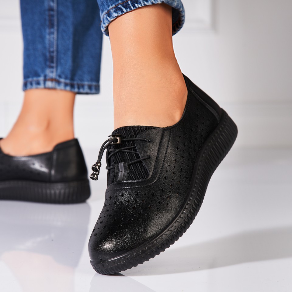 Poze Pantofi dama casual Negri din Piele Ecologica Esai