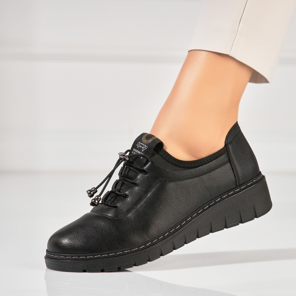 Poze Pantofi dama casual Negri din Piele Ecologica Fira