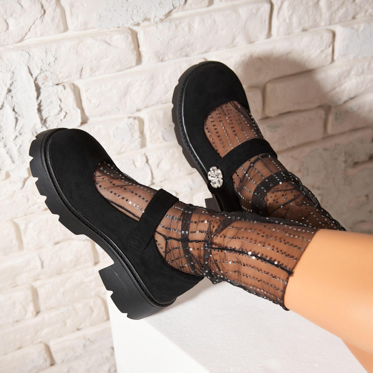 Poze Pantofi dama casual Negri din Piele Ecologica Intoarsa Blaise