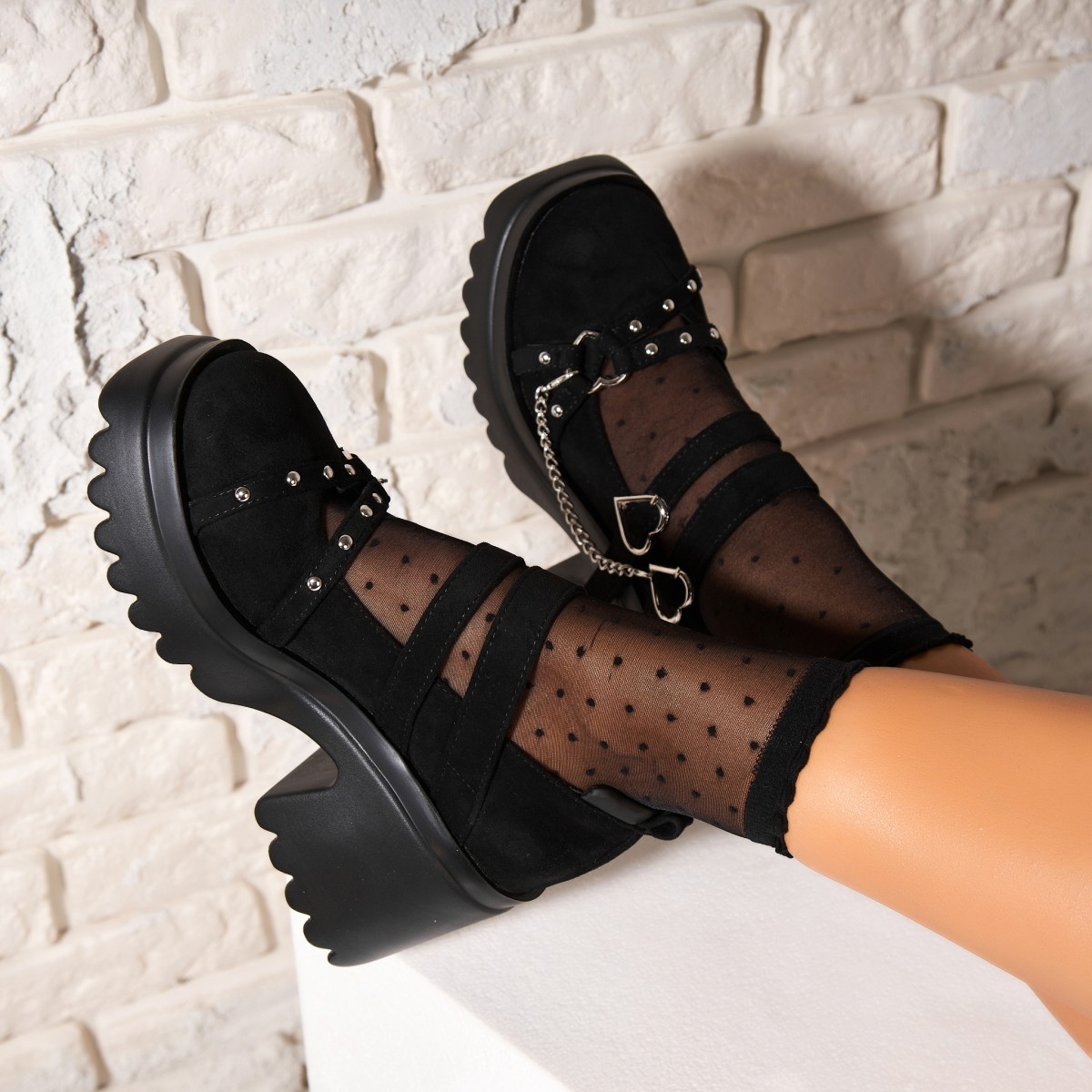 Poze Pantofi dama casual Negri din Piele Ecologica Intoarsa Lissa