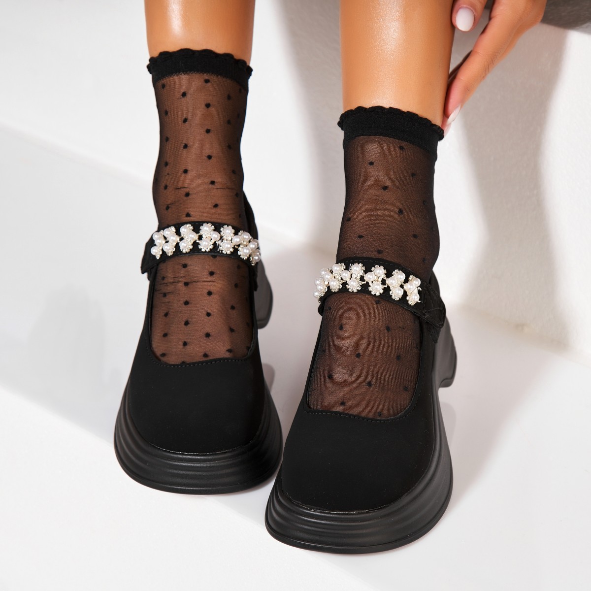 Poze Pantofi dama casual Negri din Piele Ecologica Intoarsa Nissa