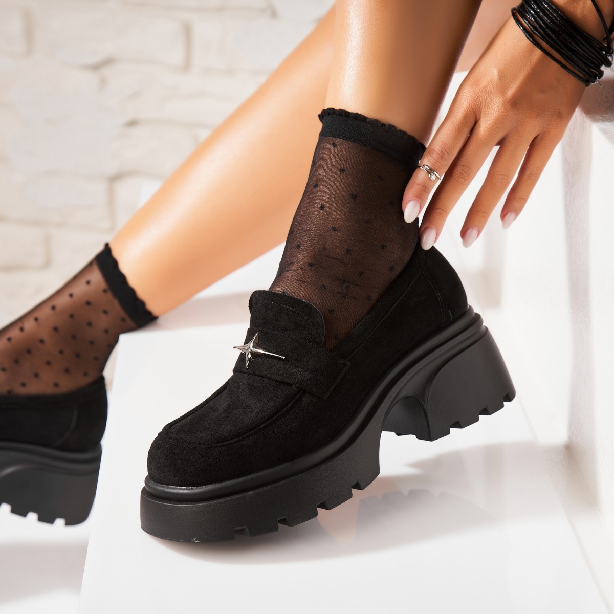 Poze Pantofi dama casual Negri din Piele Ecologica Intoarsa Niyel2