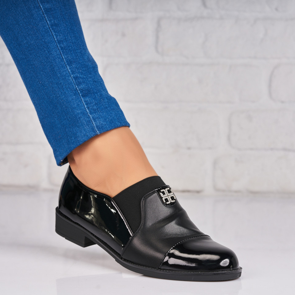 Poze Pantofi dama casual Negri din Piele Ecologica Lacuita Wasey