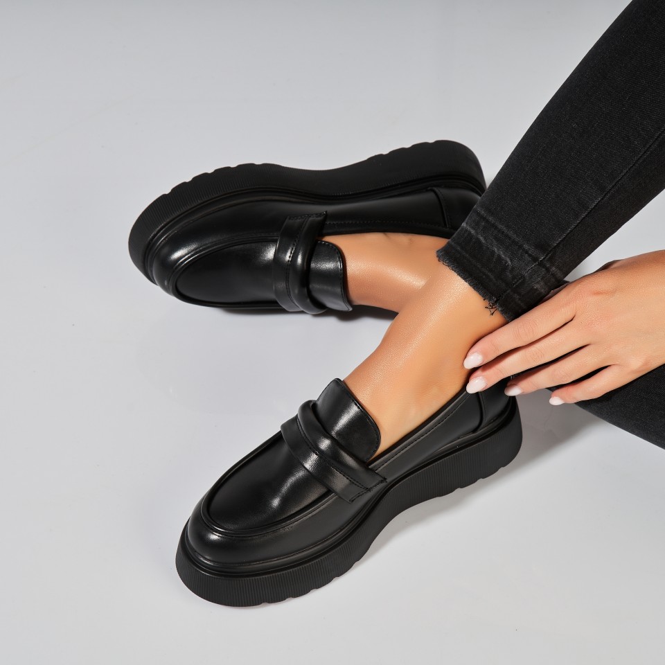 Poze Pantofi dama casual Negri din Piele Ecologica Lila