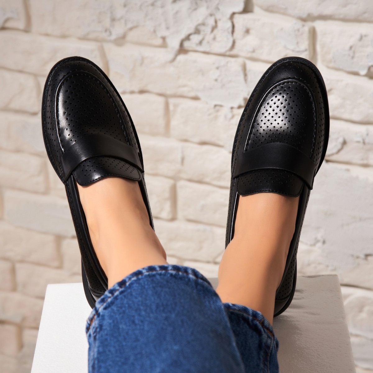 Poze Pantofi dama casual Negri din Piele Ecologica Mykia