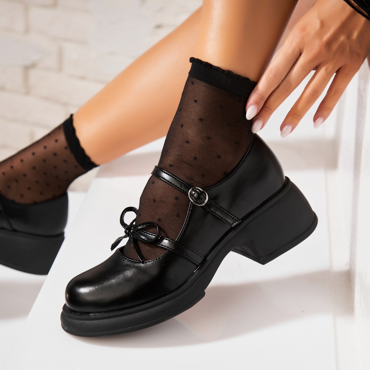 Poze Pantofi dama casual Negri din Piele Ecologica Myrna