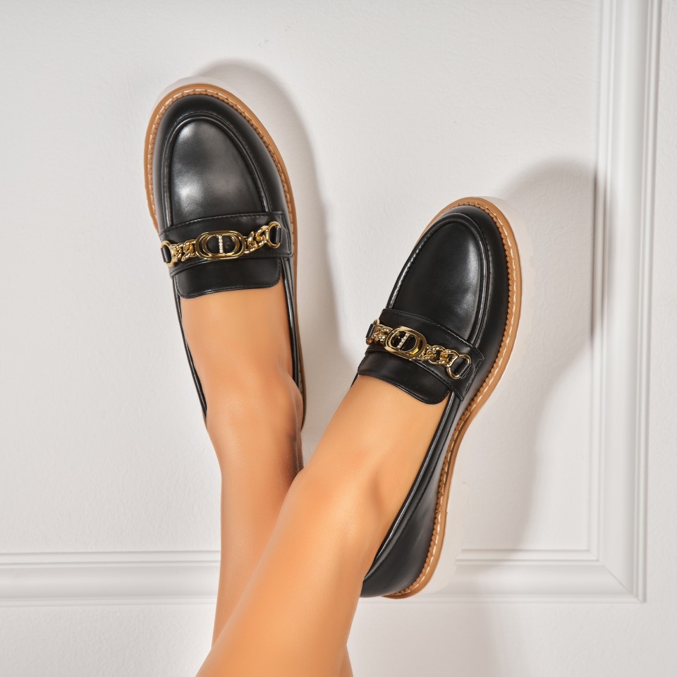 Poze Pantofi dama casual Negri din Piele Ecologica Navya2