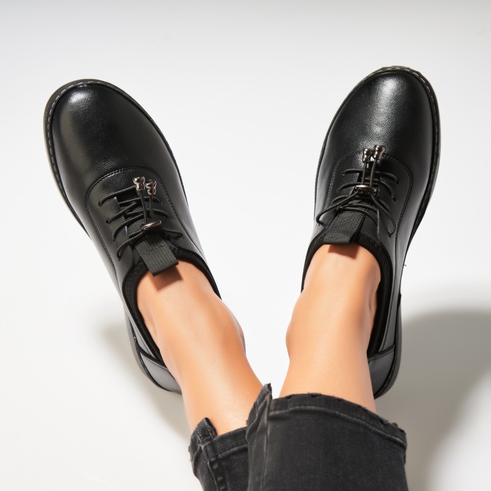 Pantofi dama casual Negri din Piele Ecologica Nishma A6980
