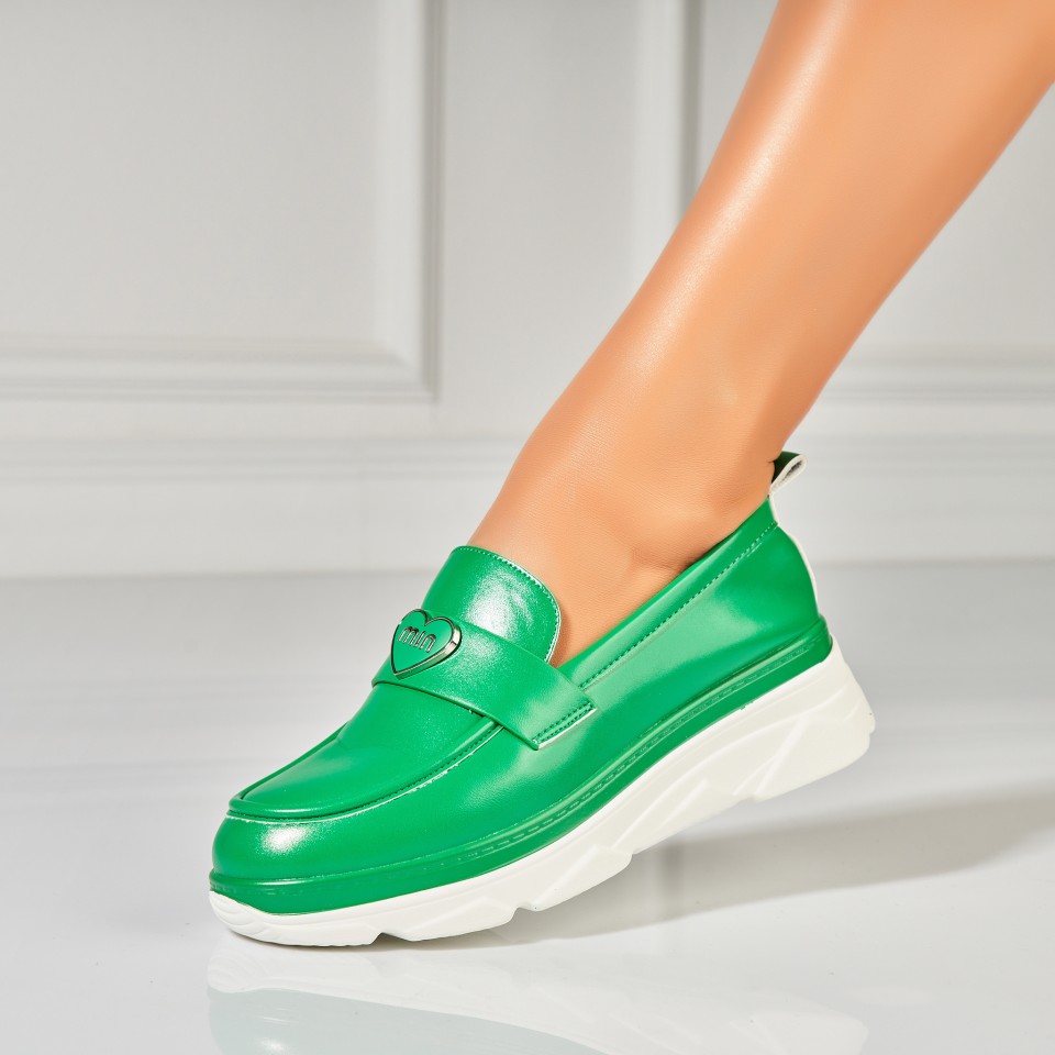 Poze Pantofi dama casual Verzi din Piele Ecologica Anika