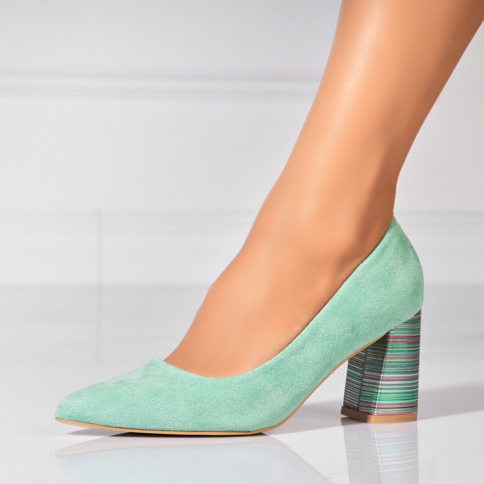 Poze Pantofi dama cu toc Verzi din Piele Ecologica Intoarsa Esko