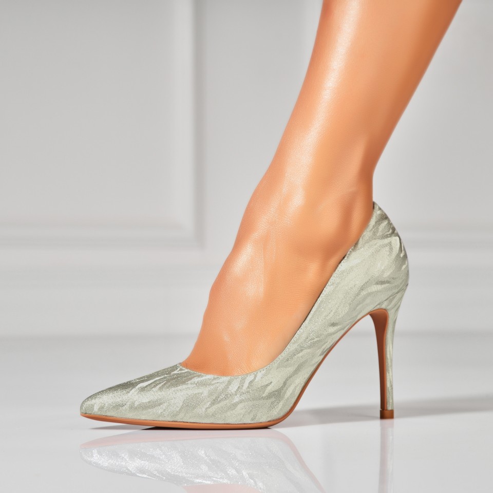 Poze Pantofi dama stiletto Auriu din Satin Keylen