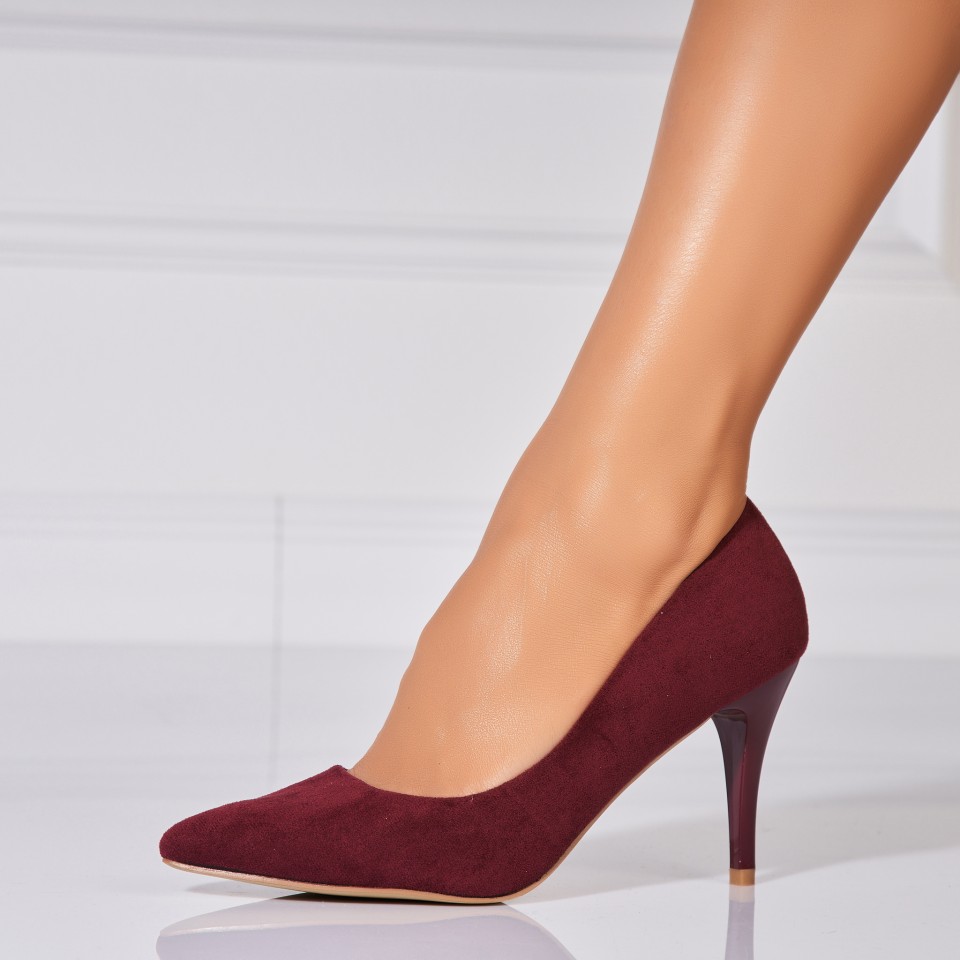 Poze Pantofi dama stiletto Bordo din Piele Ecologica Intoarsa Isaly