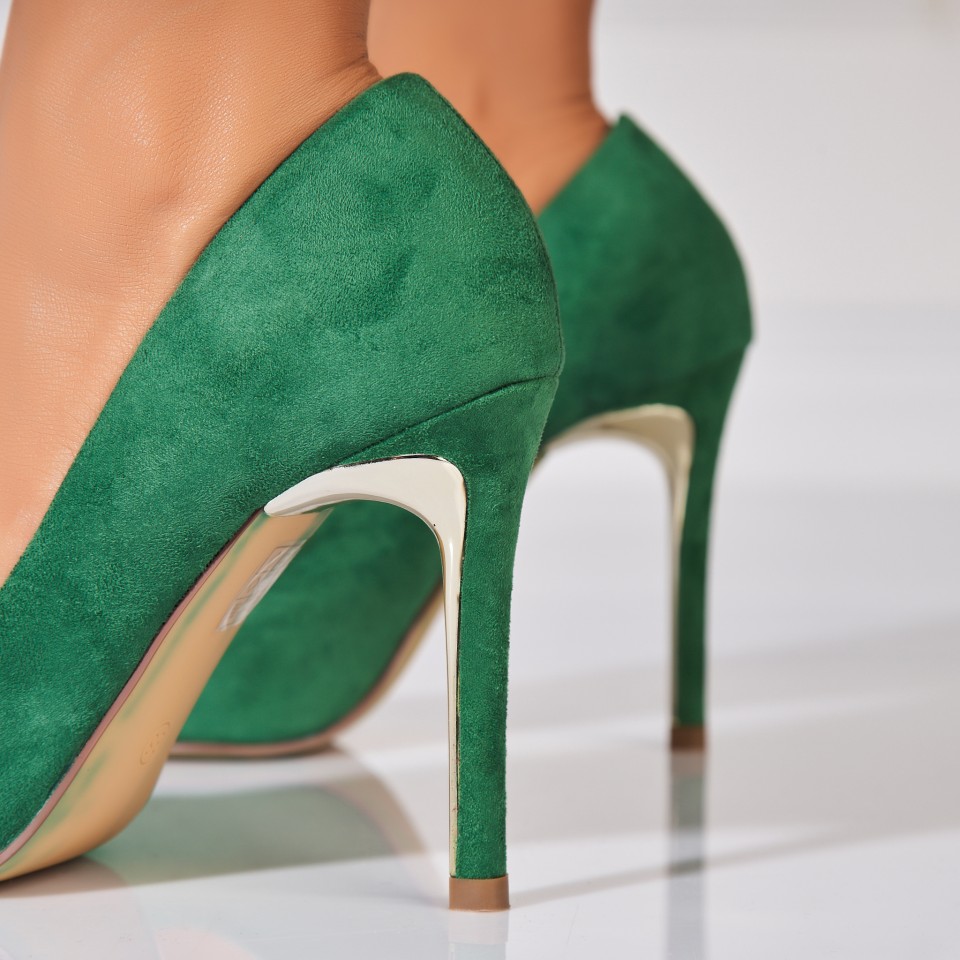 Poze Pantofi dama stiletto Verzi din Piele Ecologica Intoarsa Kaisei
