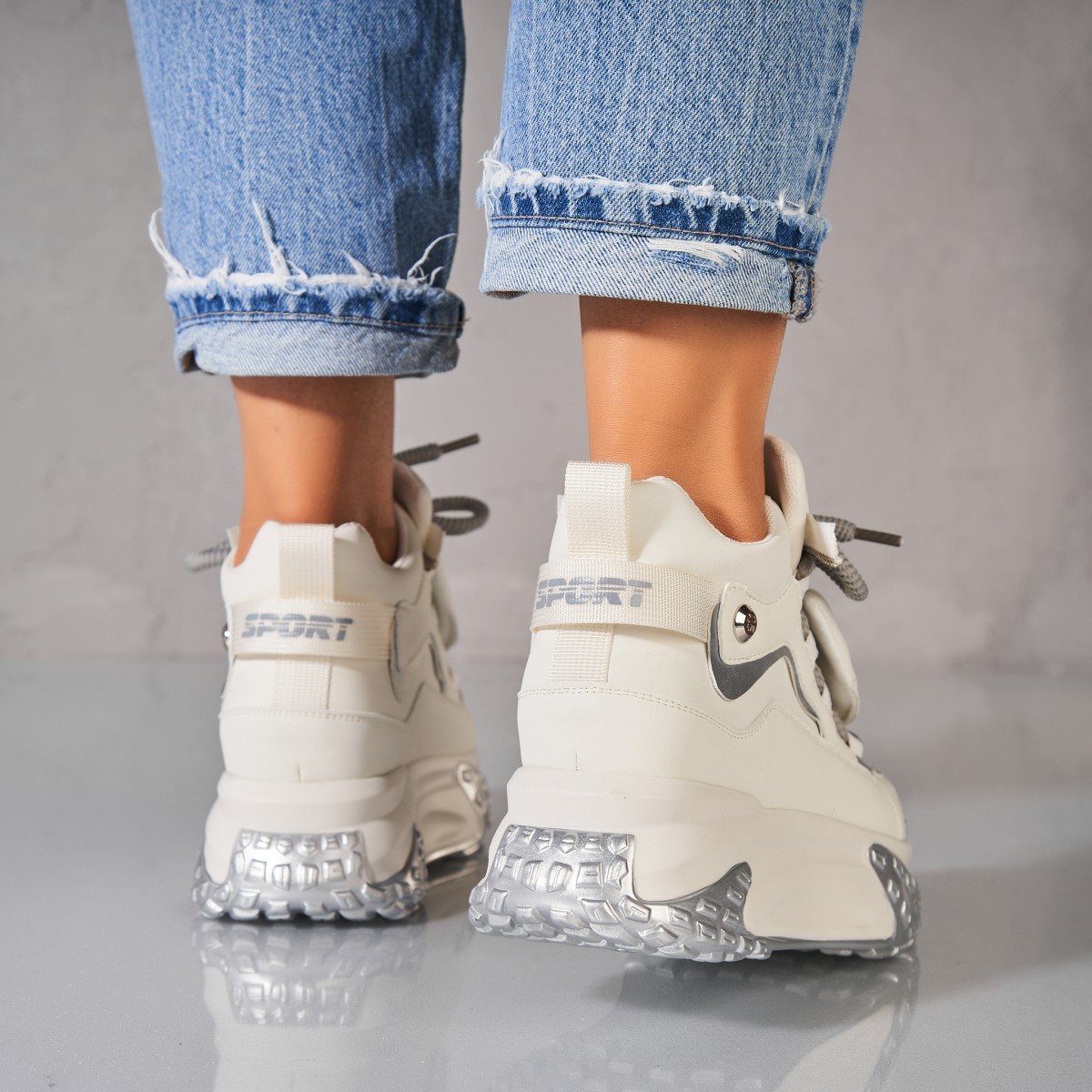 Poze Sneakersi dama Piele Ecologica Albi Zalina