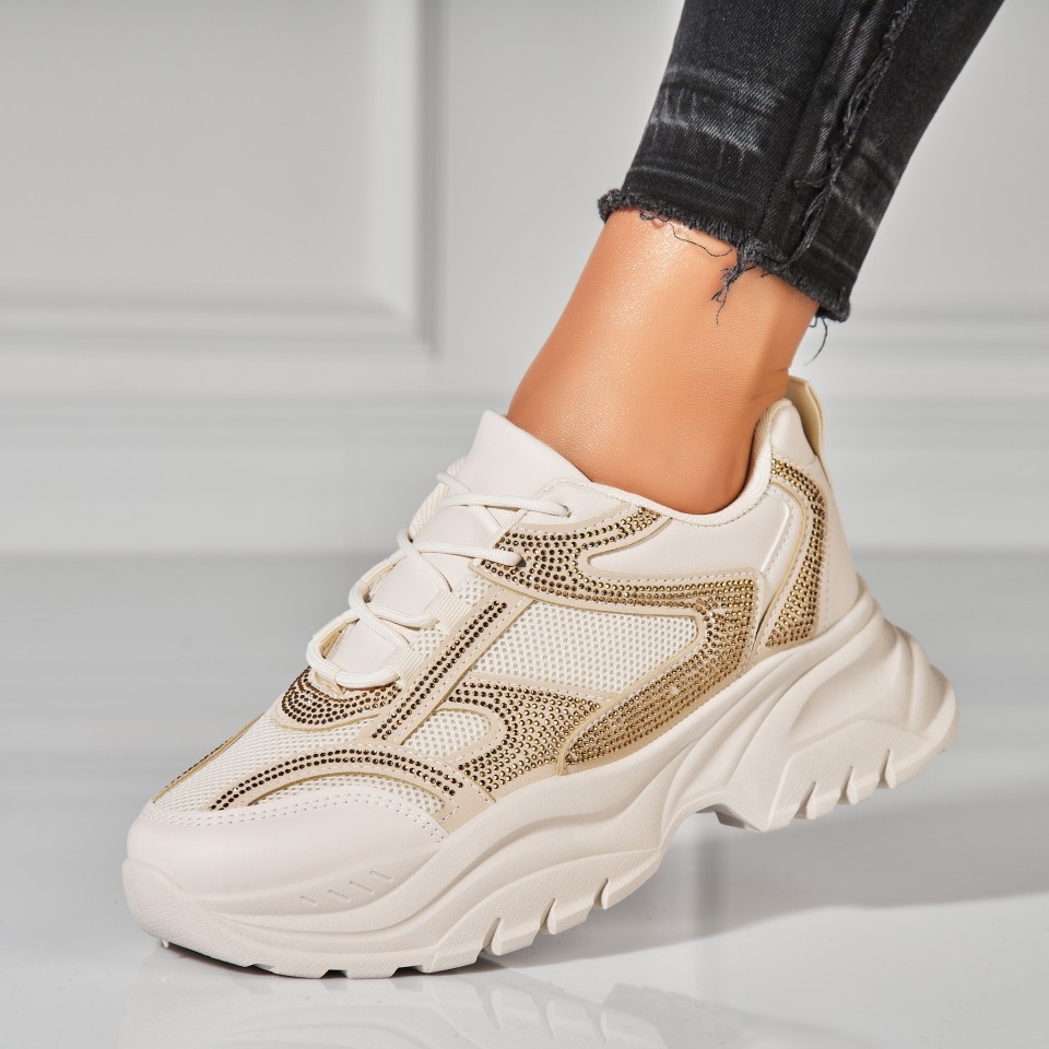 Poze Adidasi Dama Bej din Piele Ecologica Ivana