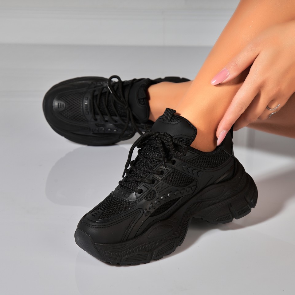 Poze Adidasi Dama Negri din Piele Ecologica Ayona