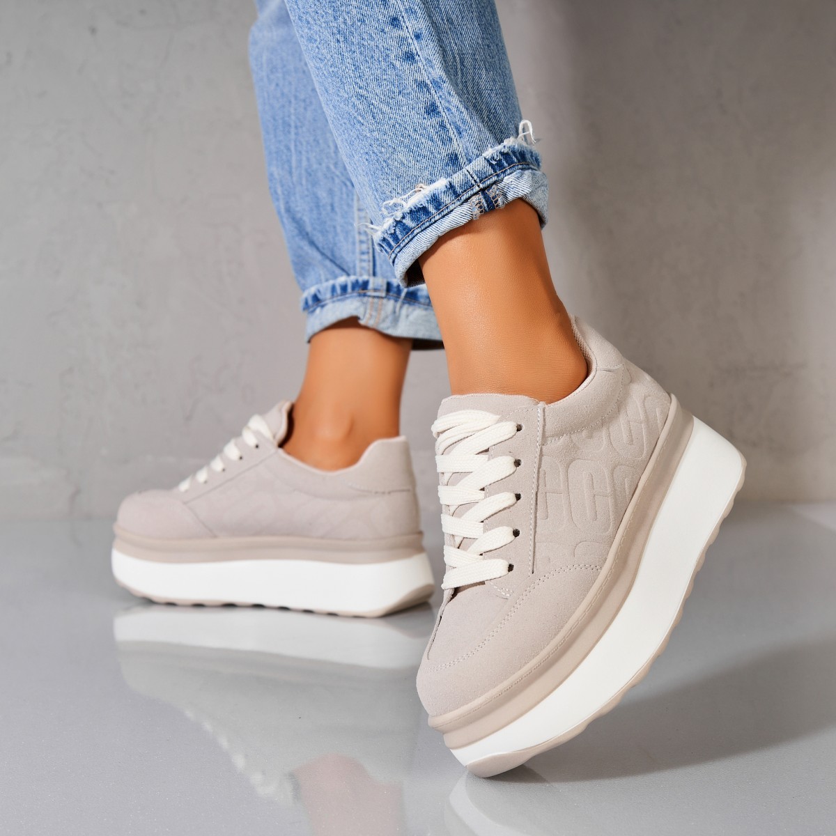 Poze Adidași damă Piele Ecologica Intoarsa Gri Jeslin