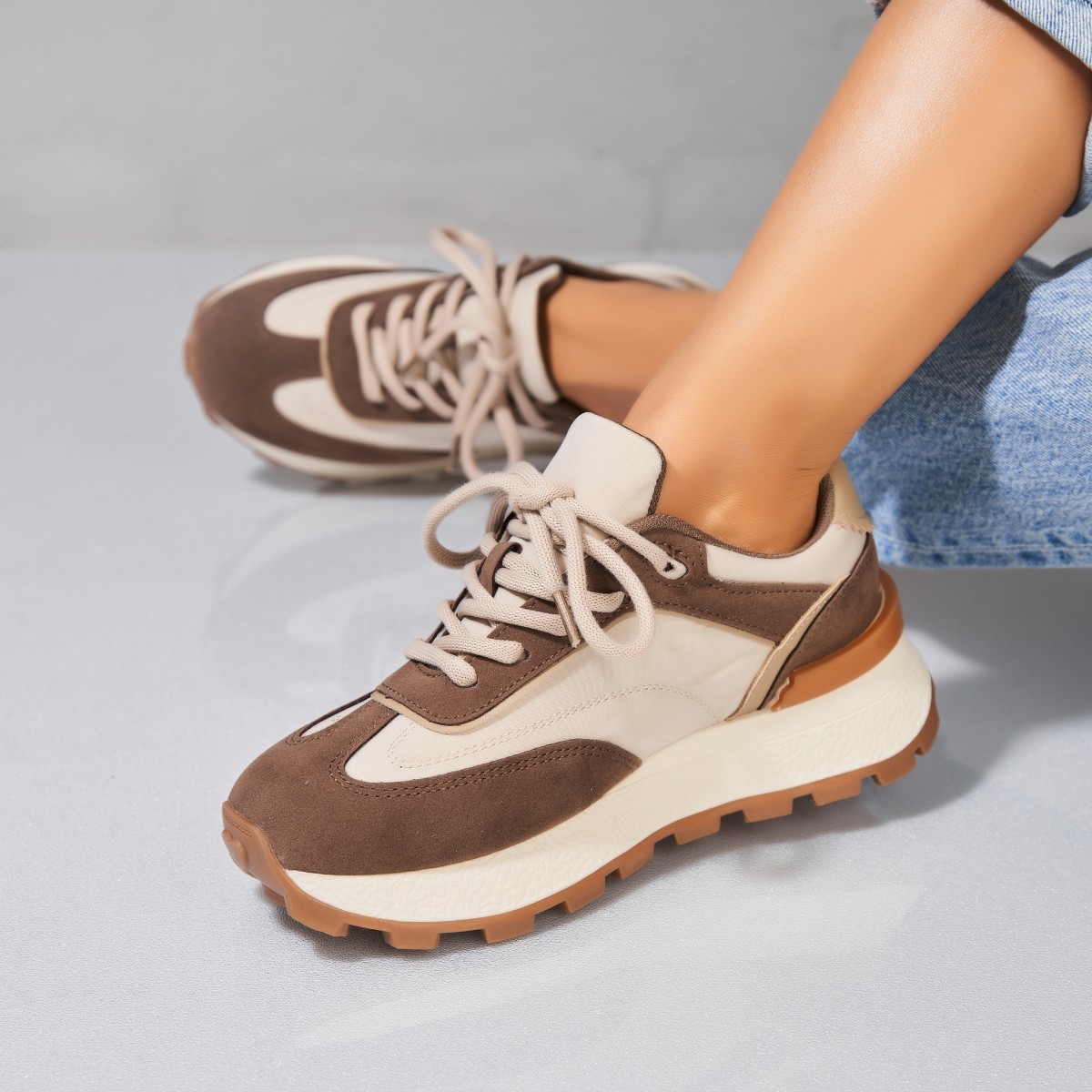 Poze Adidași damă Piele Ecologica Intoarsa Maro Cairi