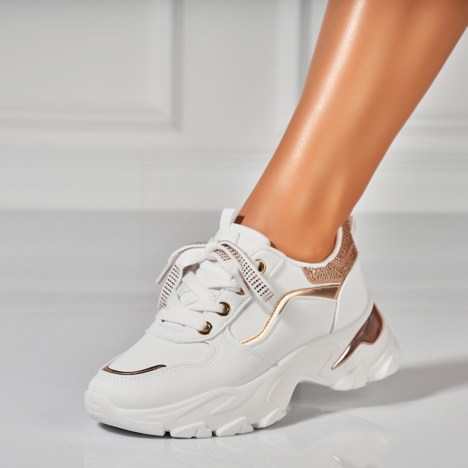 Poze Adidasi Dama Roz Auriu din Piele Ecologica Taja