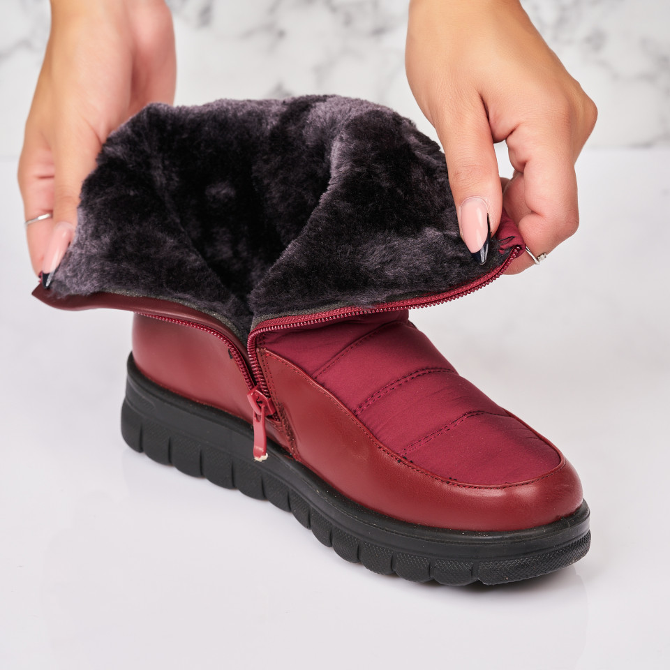 Poze Cizme Dama Imblanite Bordo din Fas Jamaela