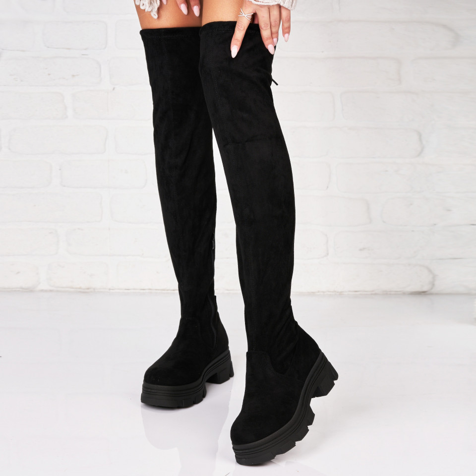 Poze Cizme Iarna Negre din Piele Ecologica Intoarsa Ekleen