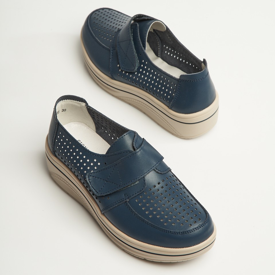 Poze Mocasini dama Piele Naturala Bleumarin Izana