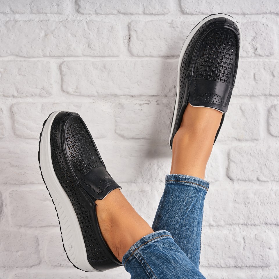 Poze Mocasini dama Piele Naturala Negri Dara