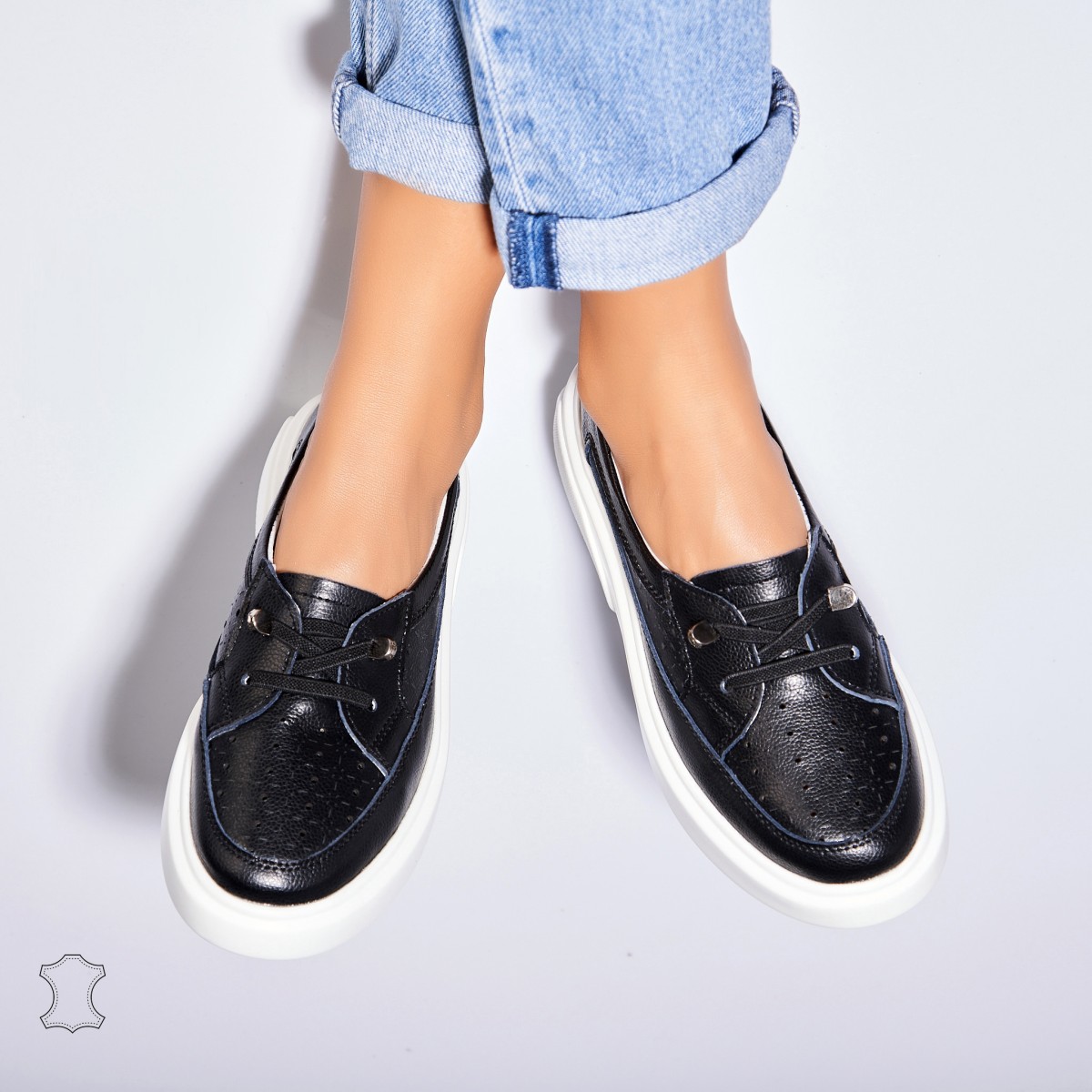 Poze Mocasini dama Piele Naturala Negri Imre