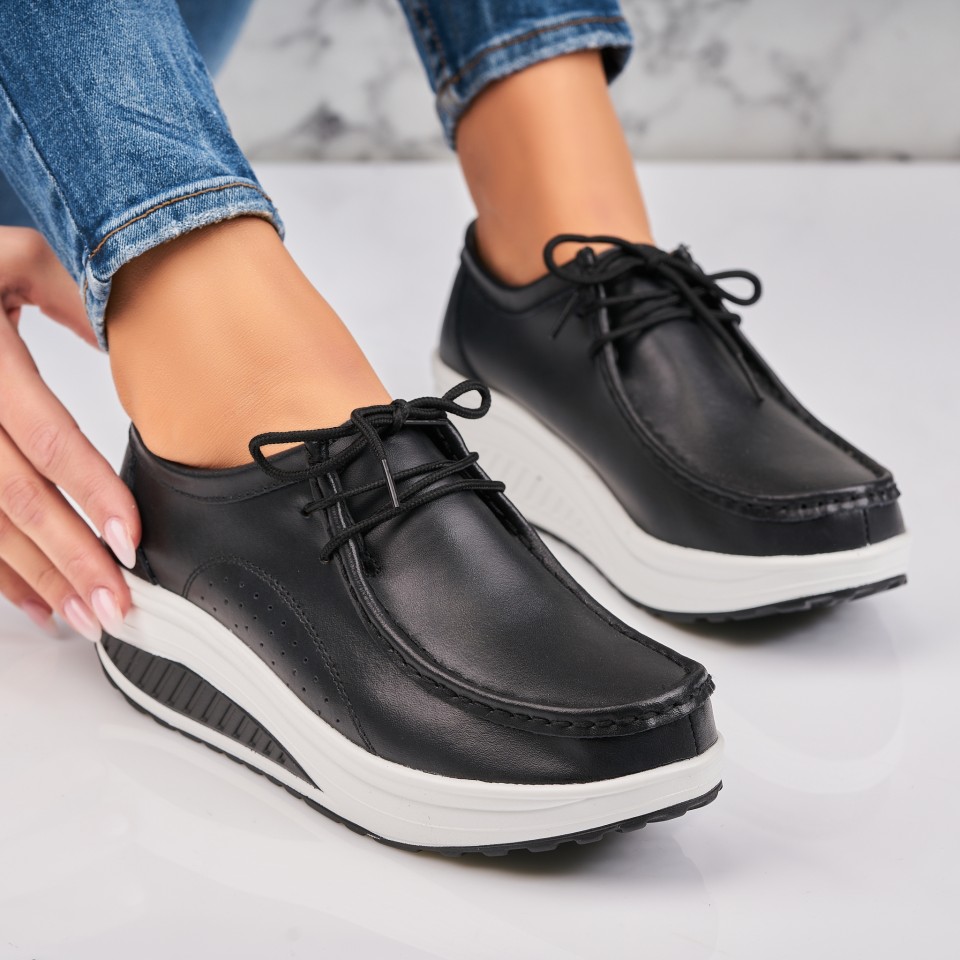 Poze Mocasini dama Piele Naturala Negri Judea