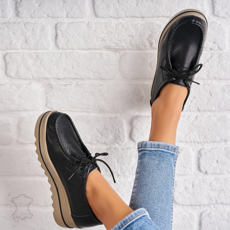 Poze Mocasini dama Piele Naturala Negri Maive