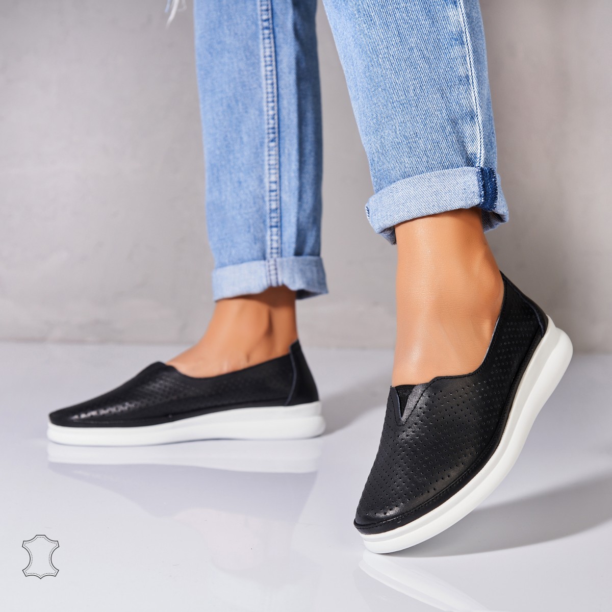 Poze Mocasini dama Piele Naturala Negri Zyere