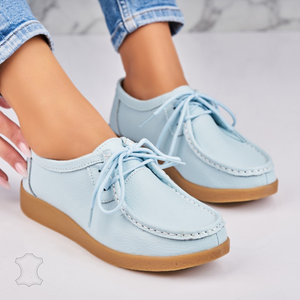 Poze Mocasini dama Piele Naturala Turcoaz Harla