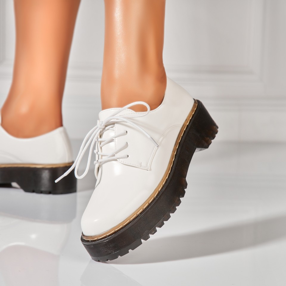 Poze Pantofi dama casual Albi din Piele Ecologica Bradyn