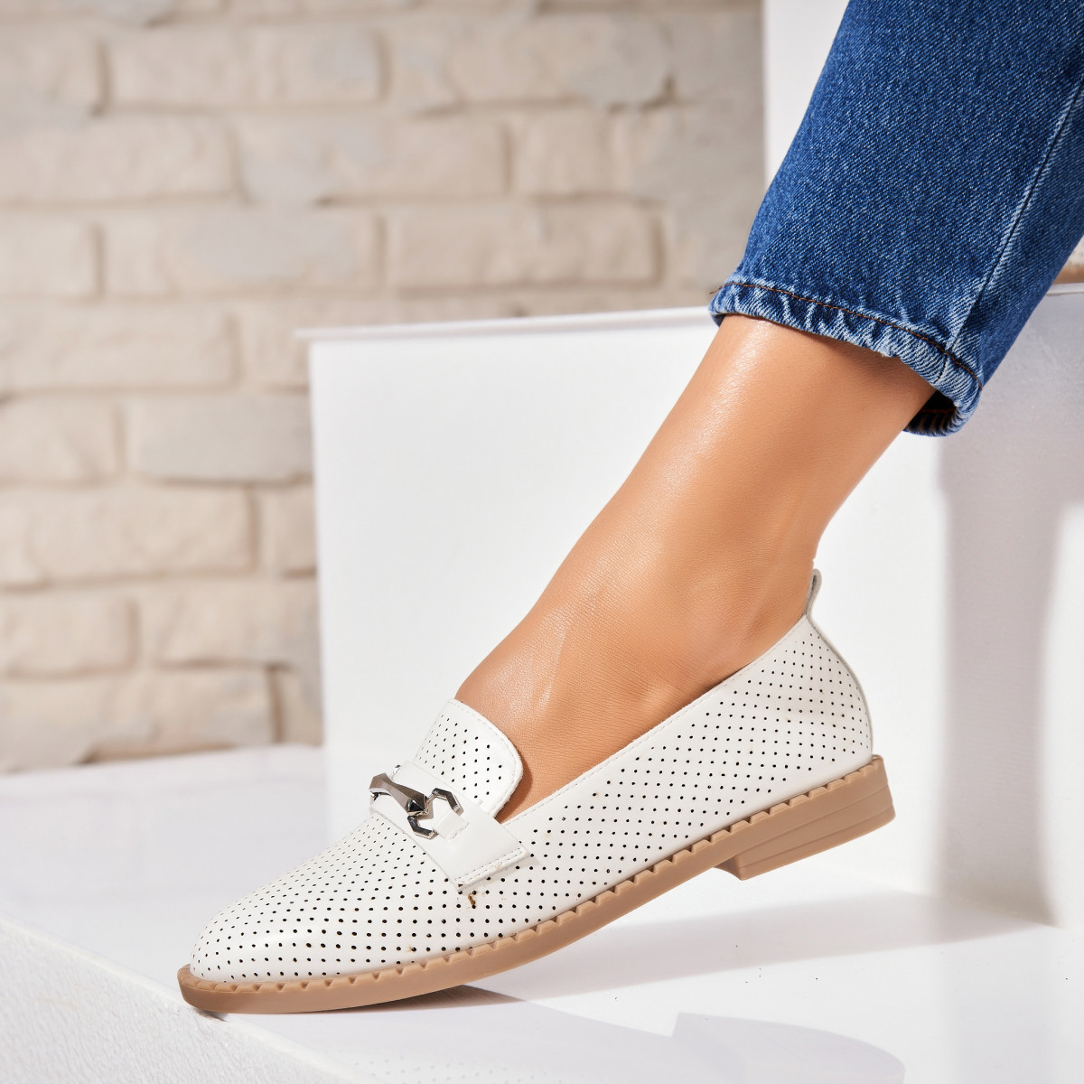 Poze Pantofi dama casual Albi din Piele Ecologica Cyrie