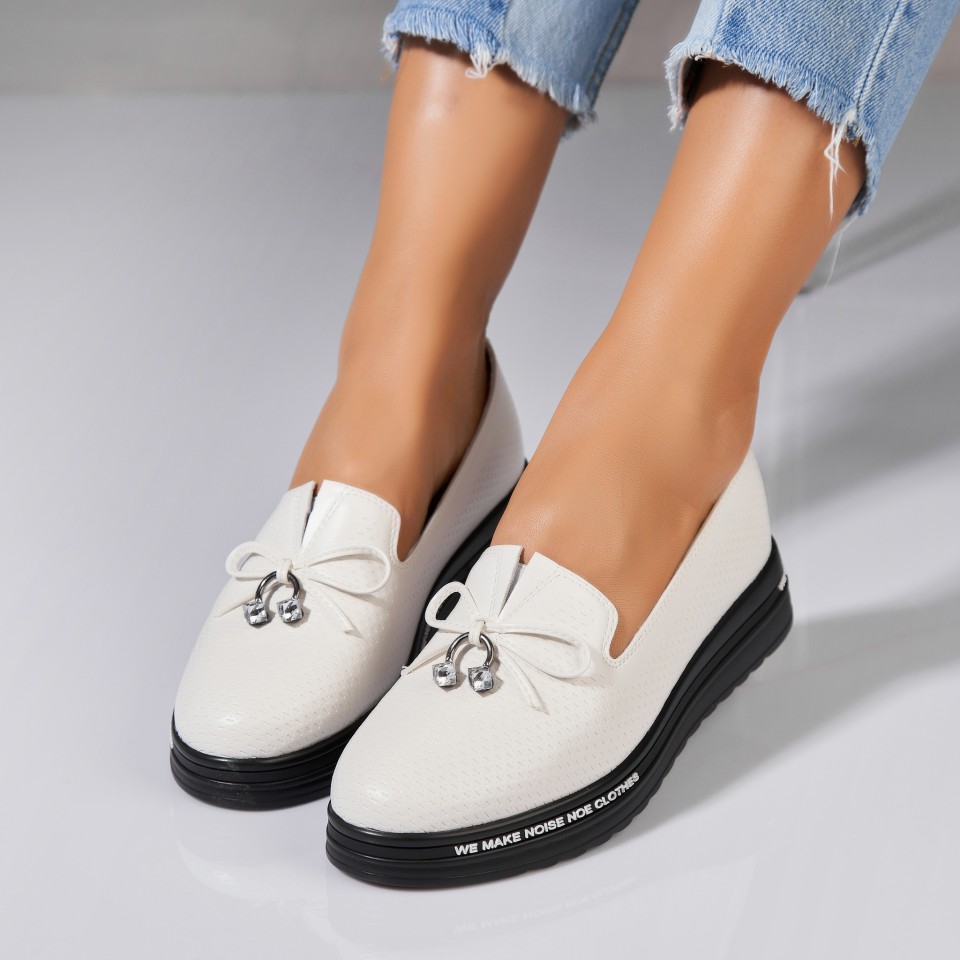 Poze Pantofi dama casual Albi din Piele Ecologica Romey