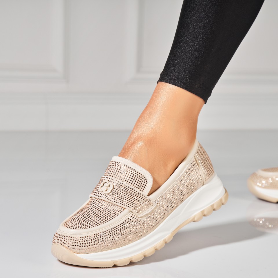 Poze Pantofi dama casual Bej din Piele Ecologica Intoarsa Laira