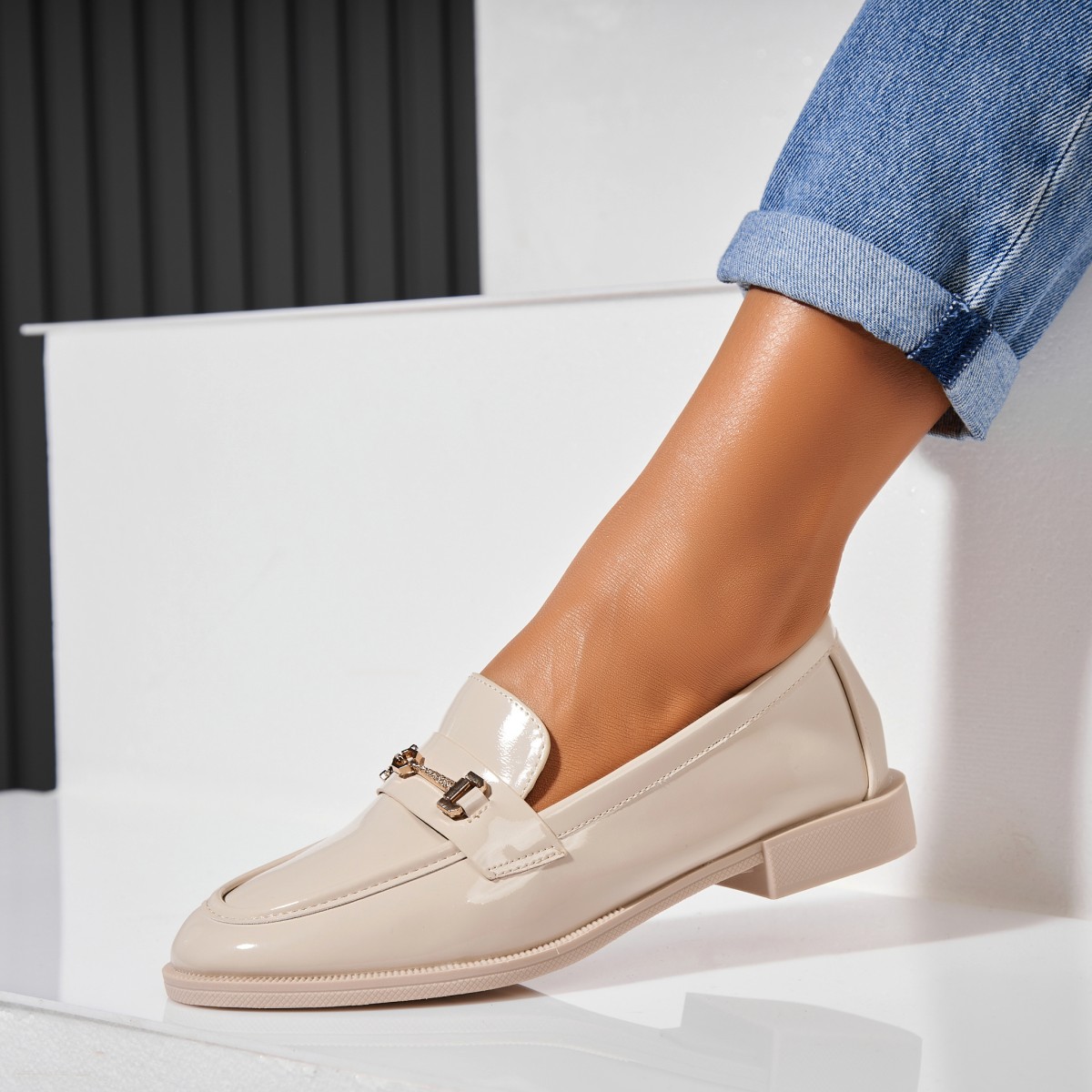 Poze Pantofi dama casual Bej din Piele Ecologica Lacuita Esvin