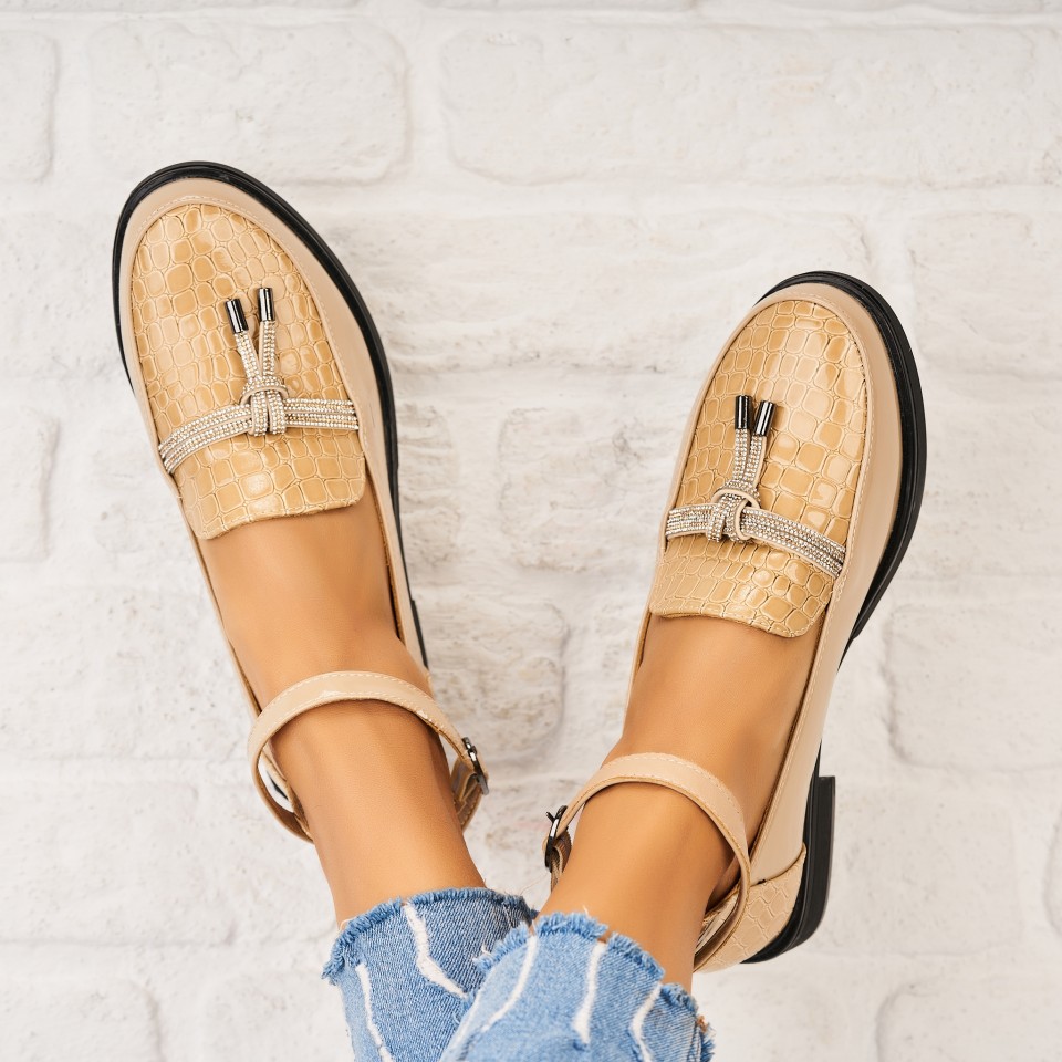 Poze Pantofi dama casual Bej din Piele Ecologica Lacuita Zakia