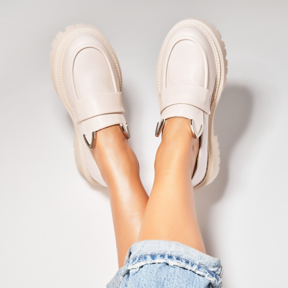 Poze Pantofi dama casual Bej din Piele Ecologica Suhaila