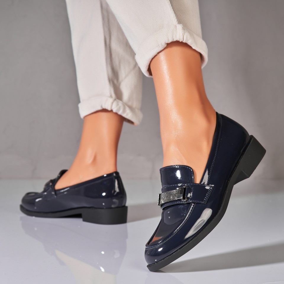 Poze Pantofi dama casual Bleumarin din Piele Ecologica Lacuita Mireya