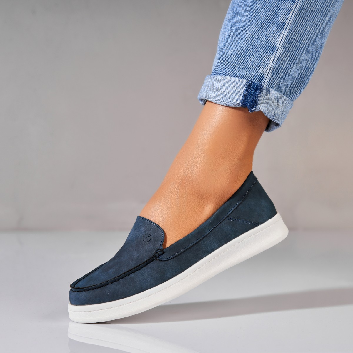 Poze Pantofi dama casual Bleumarin din Piele Ecologica Nieve